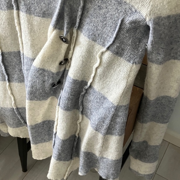 Free People Light Gray Stripe Knit Wool Blend Sweater - Picture 7 of 8